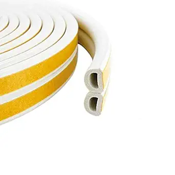 Volo Self-Adhesive 2x3=6m (19.68ft), D Shape,EPDM, Rubber Insulation, Weather Proof, dust Proof,Sound Proof, Insect Blocker, Collision Avoidance for Door/Window in White Color.