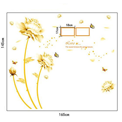 Ouneed® Wandaufkleber Wandtattoo Wandsticker , Gold Tulpe-Blumen-Wand-Aufkleber entfernbares Abziehbild Ausgangsdekor DIY Kunst Dekoration - 4