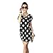 Produktbild Rcool O-Ausschnitt kurze Ärmel locker bedruckten Kleid T Mini Shirt Bluse für Frauen Damen (Schwarz)