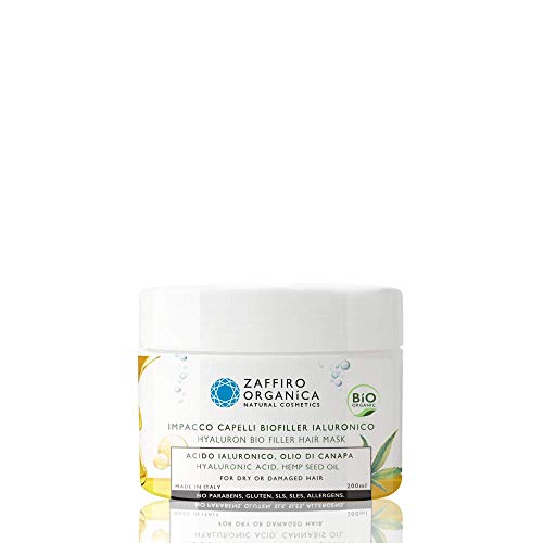 Zaffiro Organica Mascarilla cabello BIO Filler con Ácido Hialurónico Aceite de Cañamo Keratina y Manteca de Karité |Reparación pelo dañado 200ml