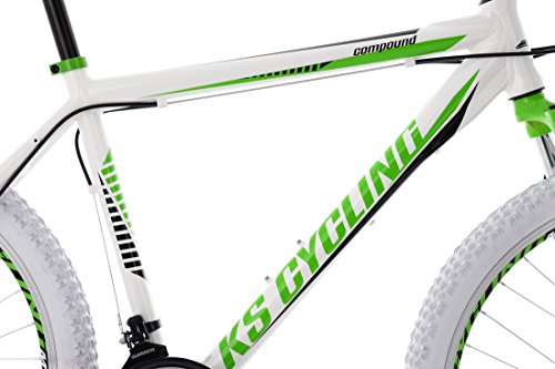 KS Cycling Mountainbike Hardtail 27,5″ Compound RH 51 cm KS Cycling Fahrrad, Weiß-Grün, 27.5 - 5