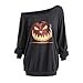 Produktbild Mode Damen Übergröße Lange Ärmel Halloween Wütender Kürbis Skew Hals Abschlag MYMYG Bluse Oberteile Hemd/Trägerlose Pullover Oben/Elegant Bluse Sweatshirt Pulli (Grau,EU:38/CN-L)