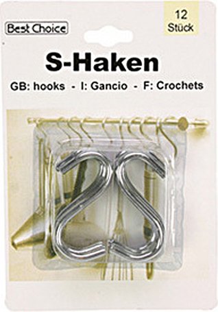 12 x große S-Haken - Metallhaken verchromt