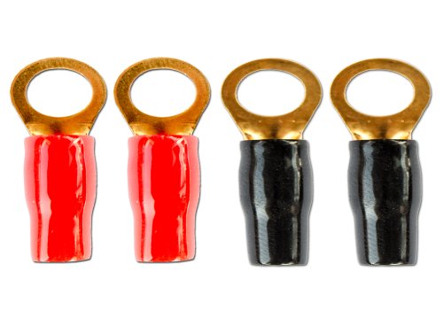 Watermark 7620W9 - Terminales de ojal (para cable de hasta 20 mm², 4 unidades, 2 con aislante rojo, 2 con aislante negro), color dorado