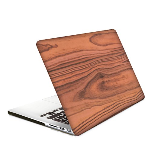 kwmobile Hardcase Laptop Hülle für Apple MacBook Pro Retina 15″ (ab Anfang 2013) – Holz Maserung Design Braun dünne gummierte Schutzhülle Cover Case Tasche - 5