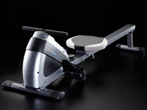 skandika Rudergerät Oxford Pro Sf-1170 mit geräuscharmen Zugsystem, Transportrollen, platzsparend durch zusammenklappbare Trainingschiene und Multifunktionscomputer, silber - 5
