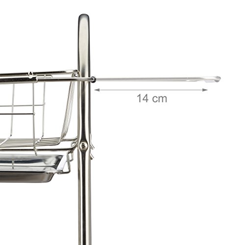 Relaxdays Abtropfgestell 2 Etagen, Besteckhalter Abtropfgitter Abtropfschale, Edelstahl HxBxT: 39,5 x 60 x 28 cm, silber - 4