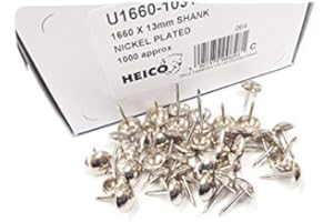 1000 Nickel chrome plated upholstery nails GENUINE HEICO IN BRANDED BOX 1 cm diameter decorative furniture studs