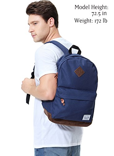 Vaschy Klassischen Leichten Rucksack f  r Jungen Wasserabweisend Schulrucksack Reise Rucksack Passt 14-Zoll-Laptop Blau