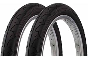 FK CYCLING Par de Cubiertas WANDA20 x1,25 Y 1.5, Bicicleta Plegable. Color Negro, 2 Unidades