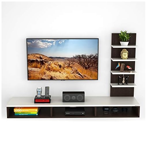 BLUEWUD Primax Standard Engineering Wood Wall Mount TV Entertainment Unit Set Top Box Stand/TV Cabinet with Shelves for Books & DÃ©cor Display Unit, Ideal for 42" (Wenge& White) - Image 3