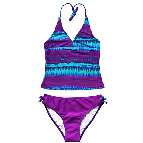 YiZYiF Kinder Mädchen Tankini mit Panty Short Neckholder Badeanzug Mambo Tie-Dye Bikini Set 128 140 152 164 176