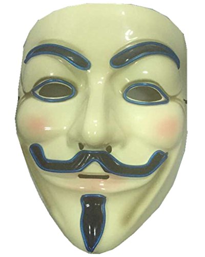 ERGEOB Herren EL Licht Maske V for Vendetta blaues Licht - 2