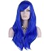 DAOTS 28" Wig Halloween Wig Long Heat Resistant Big Wavy Hair Women Cosplay Wig(Blue )