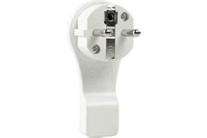as - Schwabe as 45030 Schutzkontakt-Flachstecker, weiß, 230 V | Skyddskontakt med dubbel skyddskontakt – anslutningskablar upp till max. 1,5 mm² – lätt att dra ut med bygel