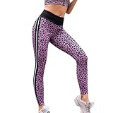TianWlio Leggings Damen Frauen Hohe Taille Yoga Leopard Flügel Print Legging Laufhose Hosen Lila S