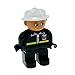 Produktbild 1 x Lego Duplo Figur Feuerwehrmann schwarze Jacke schwarze Hose Helm weiß 4555 Feuerwehr F45