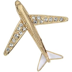 SYGA Men's Suit Aircraft Design Brooch Pin, Gold Tone with Crystal Accents