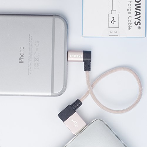 iPhone Ladekabel Toways Lightning Kabel [Apple MFi zertifiziert] 90 Grad Winkel Stecker 0.15m Nylon USB Datenkabel für iPhone 7 / 7 Plus / 5 / iPhone 6 / iPhone SE / 6 / 6 Plus / 6s / 6s Plus / 5 / 5c / 5s, iPad Pro Air Air 2 mini2 mini3 4th Gen, iPod Nano 7th Gen, DJI Mavic Pro Drone, Power Bank – Rose Gold - 5