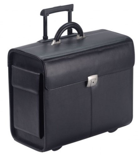 Dermata Leder Pilotenkoffer auf Rollen mit Laptopfach 15 Zoll nappa / schwarz
