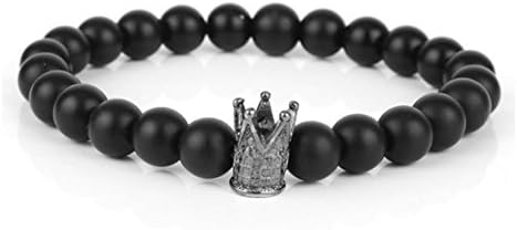 Men Crown Beads Bracelet 8mm Chakras Diffuser Bracelet Braided Rope Natural Stone Yoga Beads Bracelet Bangle
