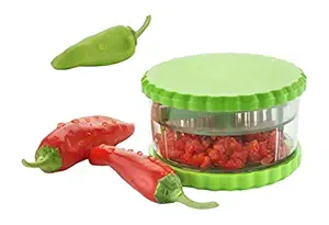K. T. S Plastic Garlic, Chilli and Dryfruits Multi Crusher Chopper, Medium(Green)