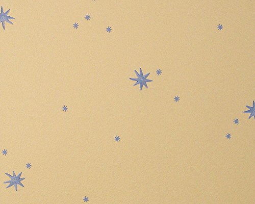 A.S. Création Strukturprofiltapete Dekora Natur, Mustertapete Leuchtsterne, Sterne leuchten im Dunkeln, blau, gelb, 911735 - 2