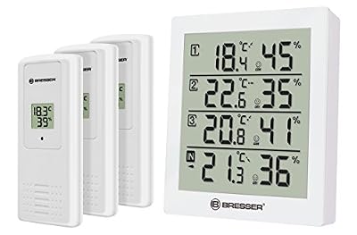 Bresser Temeo Hygro Quadro - Thermohygromètre pour 4 Points de Mesure, Blanc
