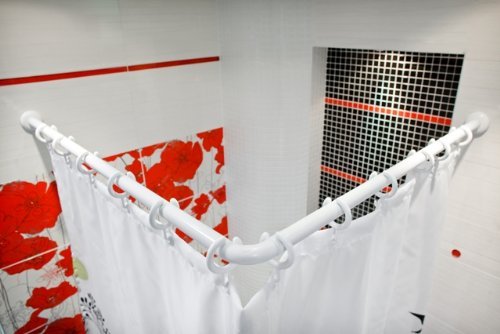 ALU WINKELSTANGE DUSCHVORHANGSTANGE 2er WEISS 120x120 cm *EXTRA LANG* CORNER SHOWER ROD WHITE!