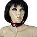 Produktbild SEE-X Halsband mit Leine, SM Sklavenhalsband f. BDSM Bondage Rollenspiel, Halsfessel 3 D-Ringe, gepolstert, schwarz, rot - Erotik-Halsbänder f. Damen und Herren Mod-Nr 10401