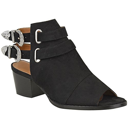 western buckle heels