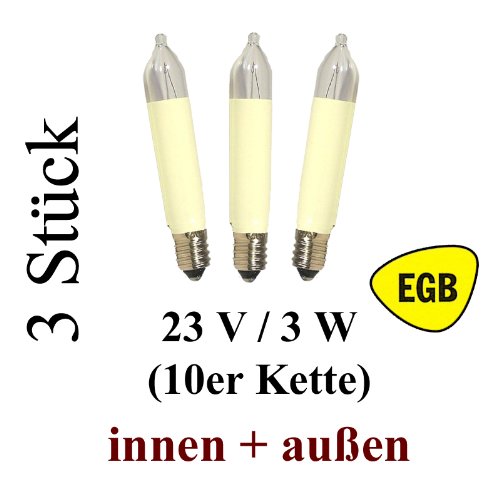 Eltric Glühbirne, 3 W, 23 V, E10, für die Nutzung im Innen- und Außenbereich geeignet, 1 Stück, Elfenbein, dekorative Beleuchtung, Transparent