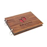 Baby Love DIY Holz Fotoalbum Bilderrahmen Spiralalbum Kreative Memorial Notizbuch Gästebuch für Hochzeit Baby Reise 8 Zoll 30 Blätter - 3
