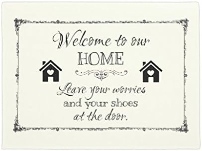 Welcome Mat Leave Your Worries and Your Shoes Indoor Floor Mats Quote Door Rubber Mat for Entrance Way Decor Welcome Rug 60 x 40cm Christmas Rugs Gifts