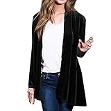 iHENGH Neujahrs Karnevalsaktion Damen Herbst Winter Bequem Mantel Lässig Mode Jacke Frauen  Frauen Solide Regelmäßige Rüschen Slim Fit Langarm Schößchen Samt Mantel Cardigan