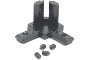 Iverntech Pack de 8 unidades, color negro de 3 vías con tornillos + llave para perfil de extrusión de aluminio serie 2020 con ranura de 6 mm y estándar europeo