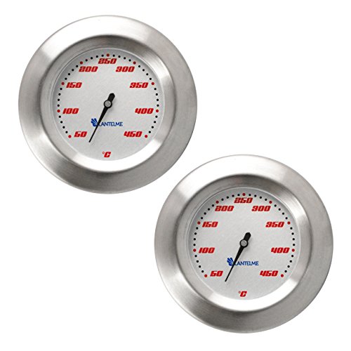 2 Stück Thermometer für Grill / Smoker / Räucherofen / Grillwagen . Analog / Bimetall / Edelstahl . BBQ Grillzubehör Modell Lantelme Racing