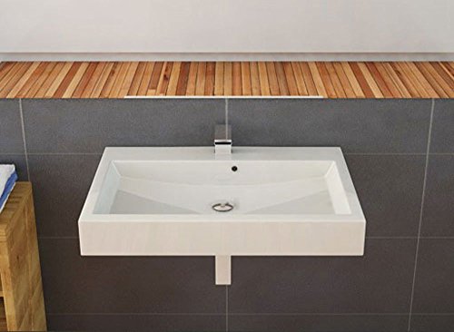 Design Waschbecken zur Wandmontage oder als Aufsatzwaschbecken | 70x42x10cm | Material: hochwertiges Mineralguss | Made in EU | hochwertig verarbeitet - 3