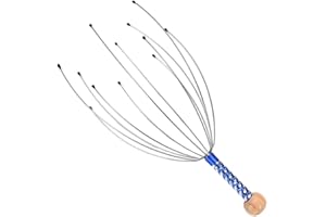 WOO LANDO Masaż głowy pająk – dla odprężającej i zdrowej skóry głowy dzięki wypustkom na metalowych wysięgnikach (niebieski)