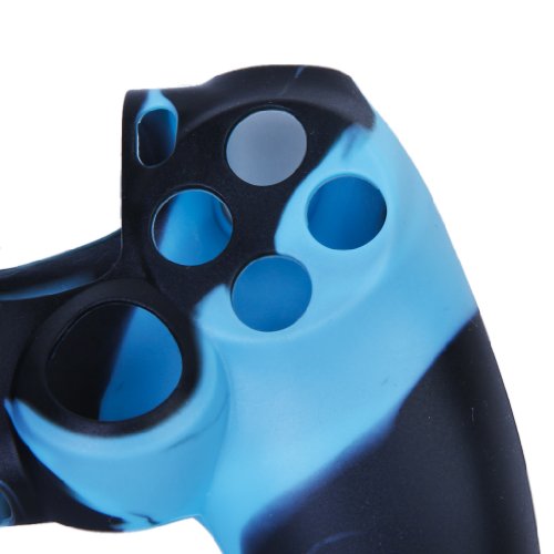 Par De Tapas Joystick Para Sony PlayStation 4 PS4 Mando   Caps for PS4 Controller- Negro Camo De Silicona Cubierta De La Caja Protectora De La Piel Para Sony Playstation 4 PS4 Controlador-negro-azul