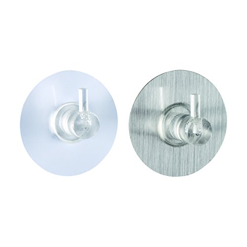 Wenko 21790100 Static-Loc Universalhaken Edelstahloptik, 2er Set, Befestigen ohne bohren, Kunststoff, 3,8 x 1,6 x 3,8 cm - 8