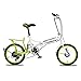 Produktbild TLMYDD Klapprad 16 Zoll Tragbares Fahrrad 4-7 Jahre Alt Kinder Fahrradrahmen Aus Kohlenstoffstahl, Weiß Blau/Schwarz Und Weiß Rot/Rosa Weiß/Weiß Grün (Color : White and Green)