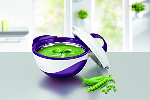 gourmetmaxx 09822 Thermoschüssel metallic, Aufbewahrung Edelstahlschüssel Frischhalteschüssel Thermobehälter / schüssel, edelstahl, 1100 ml, 24,0 x 20,0 x 13,0 cm, lila / weiß / mehrfarbig - 4