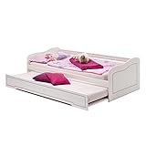 Tandembett Funktionsbett Kojenbett Sofabett STELLA, weiß rosa, Kiefer, 90x200