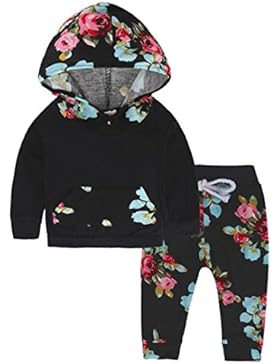 URSING Neugeboren Säugling Baby Mädchen Kleider Set Blumig Langarm Mit Kapuze Sweatshirt Tops + Blumen Hosen Herbst...