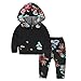 URSING Neugeboren Säugling Baby Mädchen Kleider Set Blumig Langarm Mit Kapuze Sweatshirt Tops + Blumen Hosen Herbst Winter Heim Kleidung Kinder Sport Outfit Kleidung babyausstattung (Schwarz, 100cm)