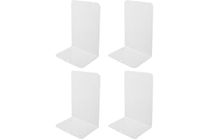 LAUVIOMIFY Buchstützen Metall Weiß,4 Stück Bücherständer,Metall-Buchstützen, Langlebige Buchstützen mit Rutschfesten Gummiauflagen für Büro Schule Zuhause Bibliothek