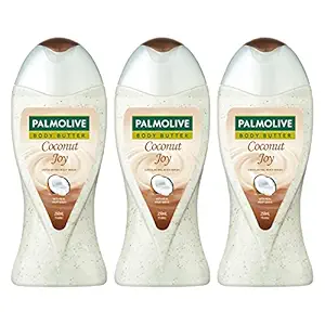 Palmolive Coconut Joy Body Wash, Cr?me Based Exfoliator with Real Apricot Seeds and Jojoba Butter Extracts - pH Balanced, No Parabens, No Silicones, 250ml Bottle (Pack of 3)