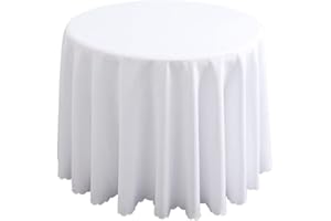 FANIVIN Mantel Redondo Color Liso Adecuado para la Familia, el Hotel, la Mesa de conferencias de la Oficina, el Banquete de Bodas Blanco Diámetro 240cm