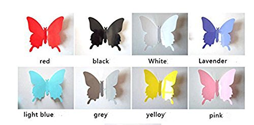 Hosaire 12 Stücke Aufkleber 3D PVC Schmetterling-Wandsticker DIY Wand-Dekoration Babyroom Dekoration(Rosa) - 3